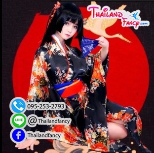 ชุดเช่าแฟนซีผู้หญิง Enma Ai Anime Cosplay ชุดแฟนซีการ์ตูนอะนิเมะญี่ปุ่น Japaness Hell Girl ชุดกิโมโนญี่ปุ่นสีดำลายแดงโอบิแดง