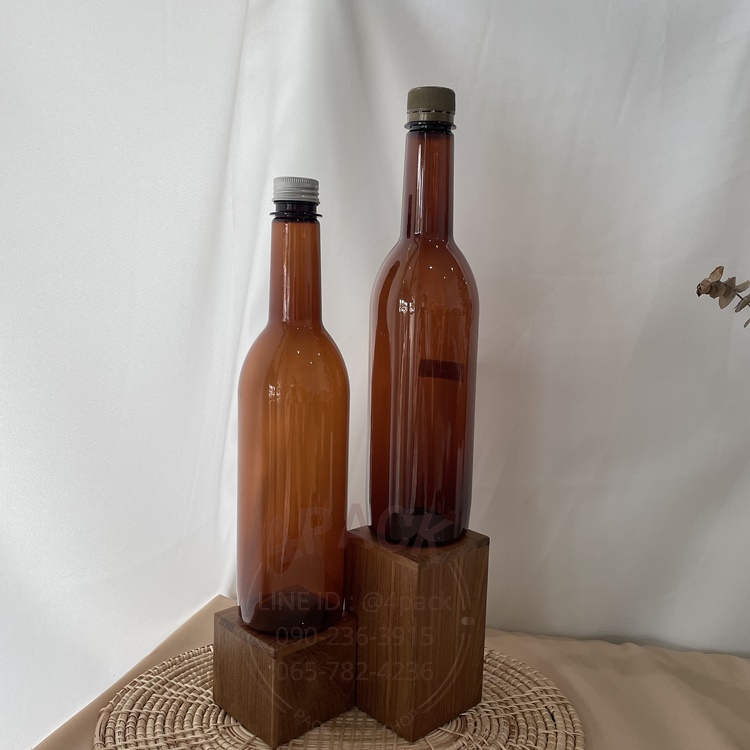 ขวดพลาสติกPET 750ml รุ่นน้ำหวาน สีชา