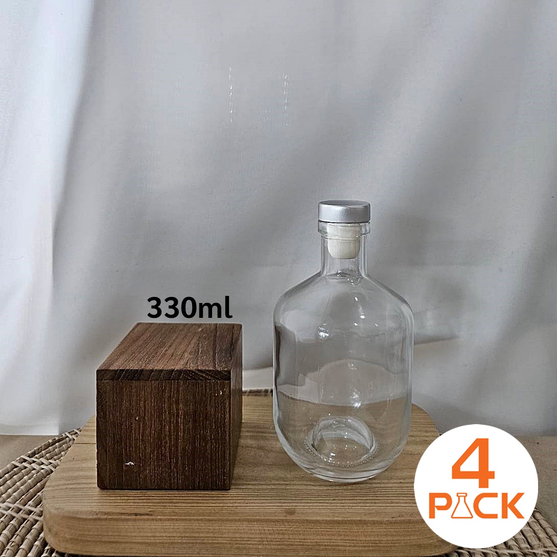 (กล่องละ56ใบ)ขวดแก้ว 330ml รุ่น FAT BOY (แฟตบอย) +ฝาจุกก็อก ไม้/อลูฯ