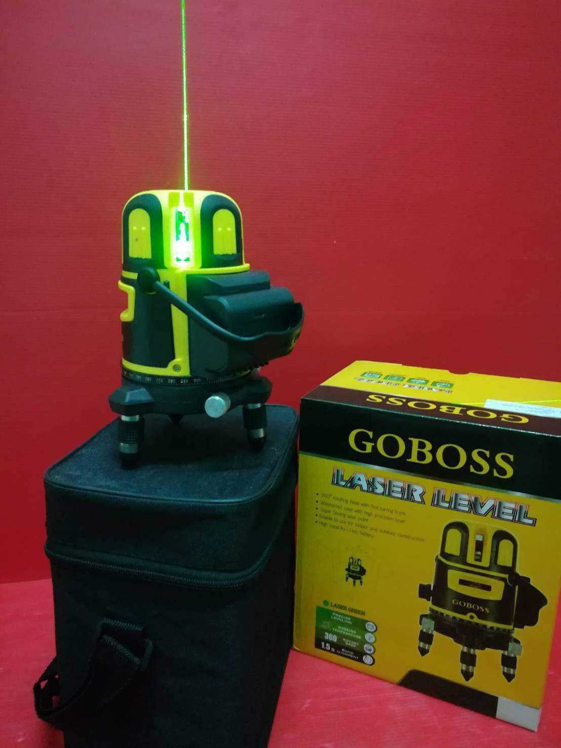 เครื่องวัดระดับเลเซอร์ 5 เส้น GOBOSS ลำแสงเขียว หมุนได้ 360 องศา