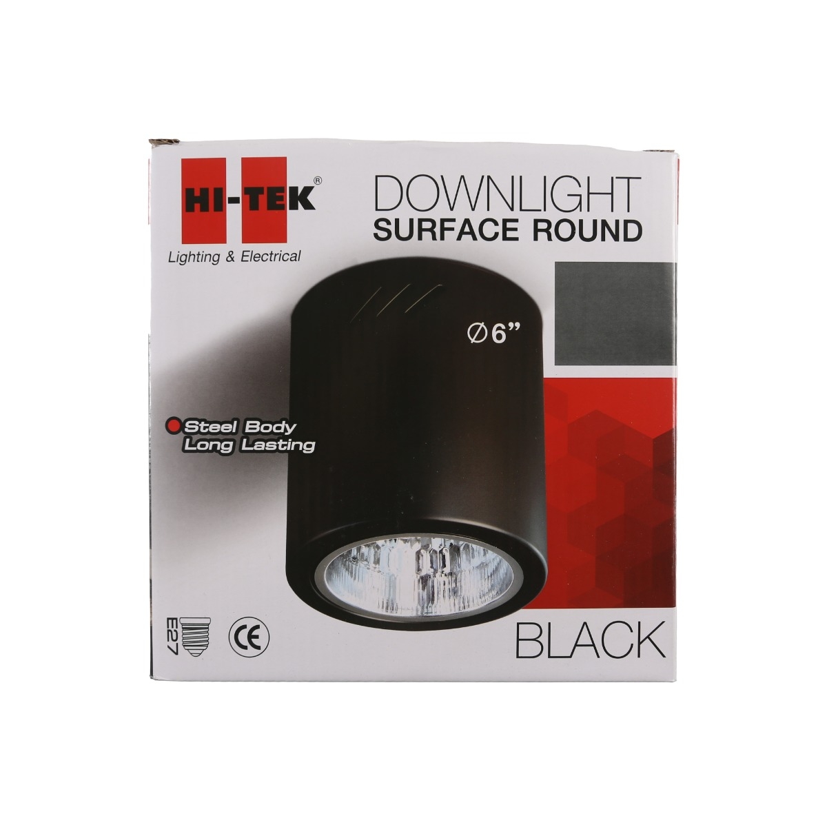 HI-TEK โคมดาวน์ไลท์ ติดลอยกระบอก 6 นิ้ว E27 สีดำ