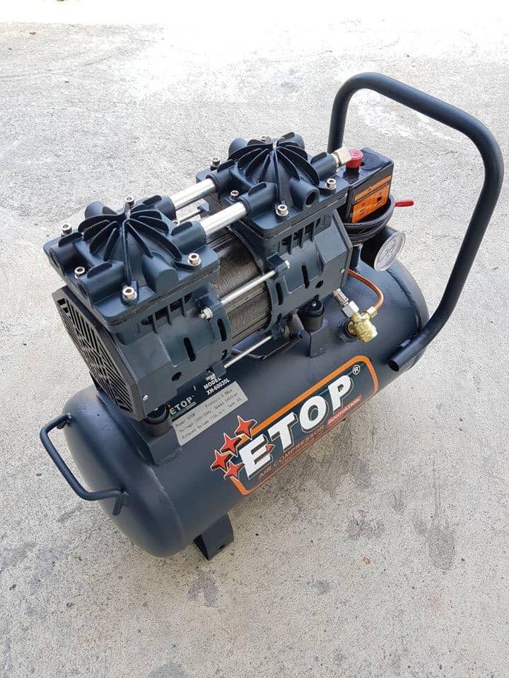 ปั๊มลม ETOP oil free 30 ลิตร รุ่นใหม่ สีดำ