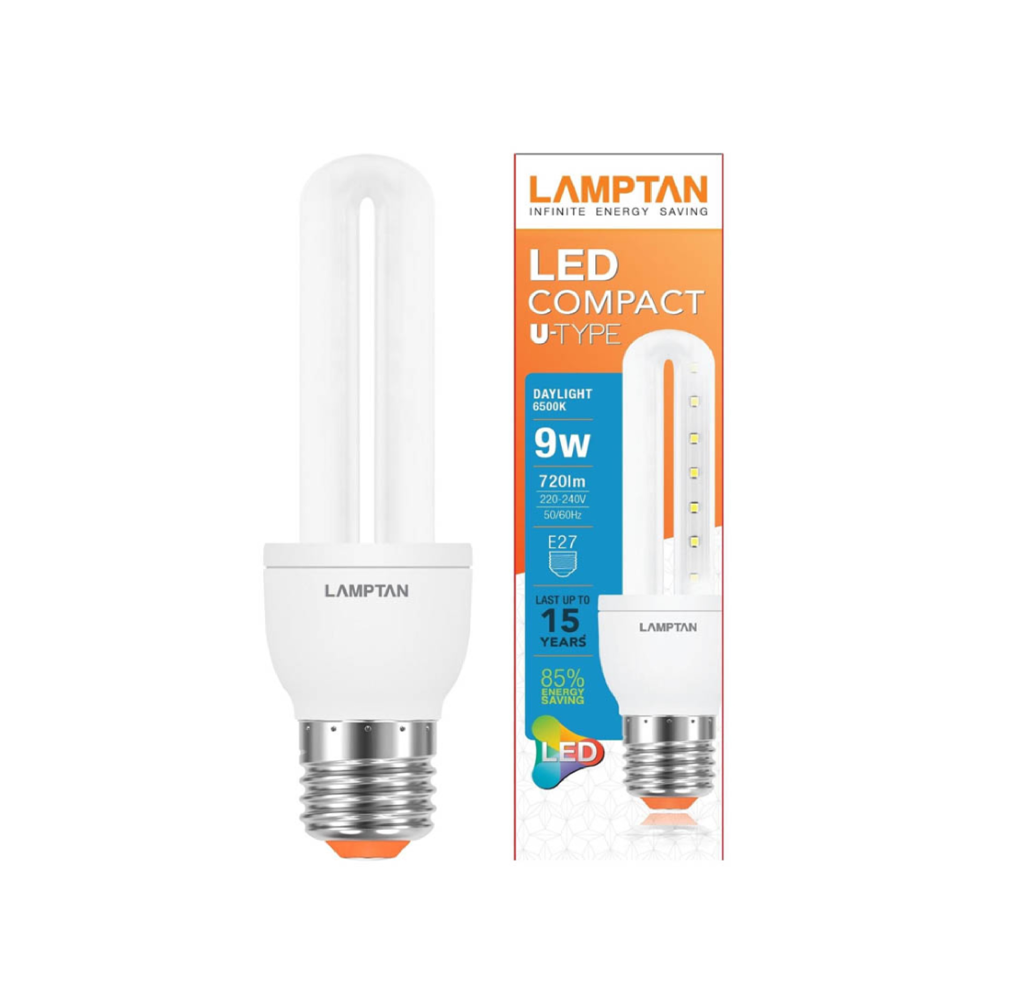 หลอด LED COMPACT U - TYPE 9W. แสงDL / WW LAMPTAN