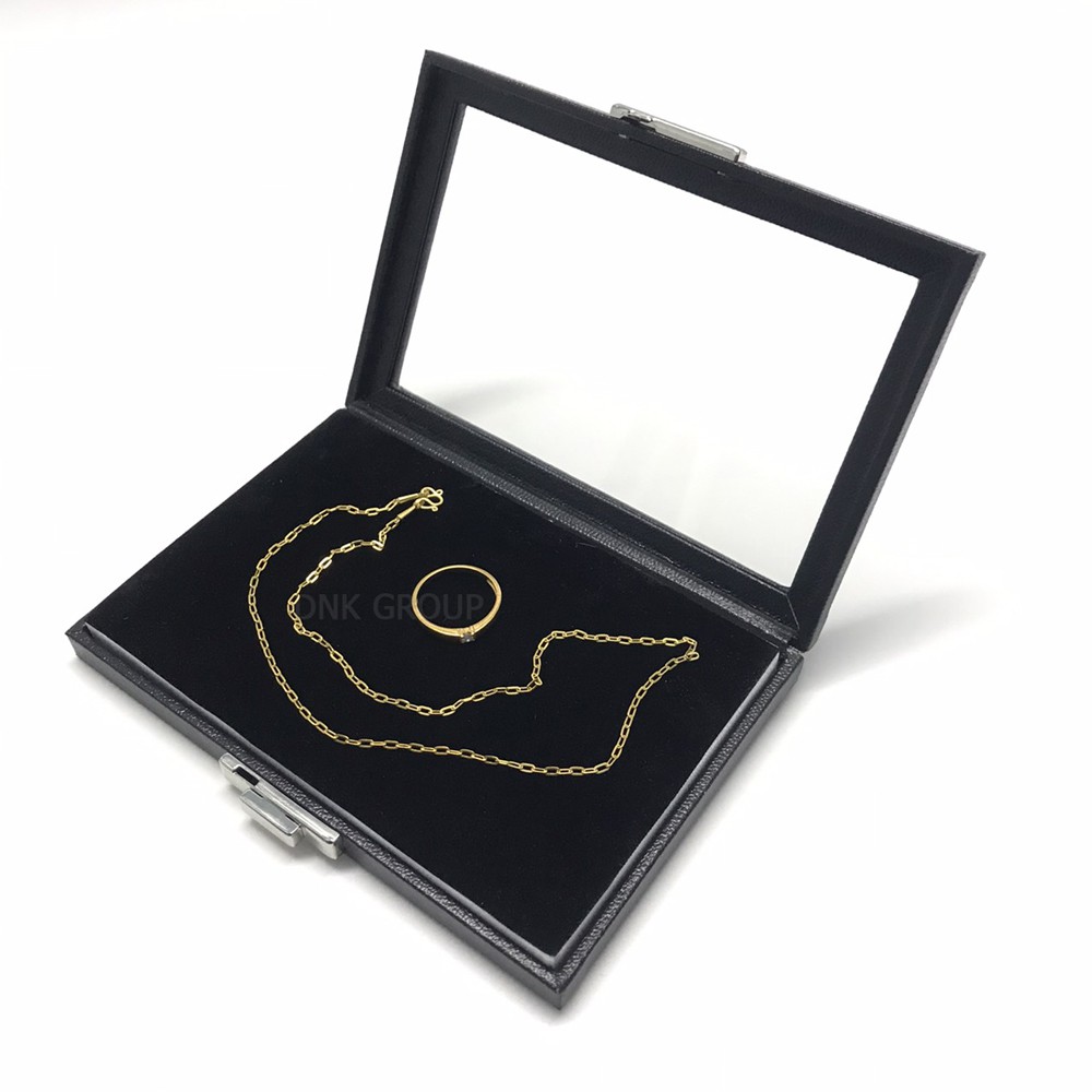 กล่องโชว์เครื่องประดับ (พื้น2สีขาว/ดำ) กล่องใส่เครื่องประดับ กล่องใส่พลอย กล่องใส่จิวเวรี่ กล่องโชว์เป็นกระจกใสด้านหน้า