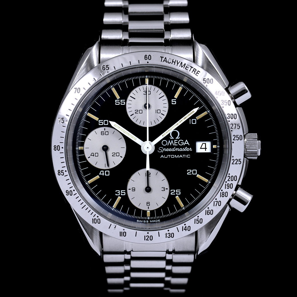 Omega Speedmaster Reverse Panda หน้าปัดสีดำ สายเหล็กแท้ นาฬิกาปี1991 Automatic ขนาด 39 mm