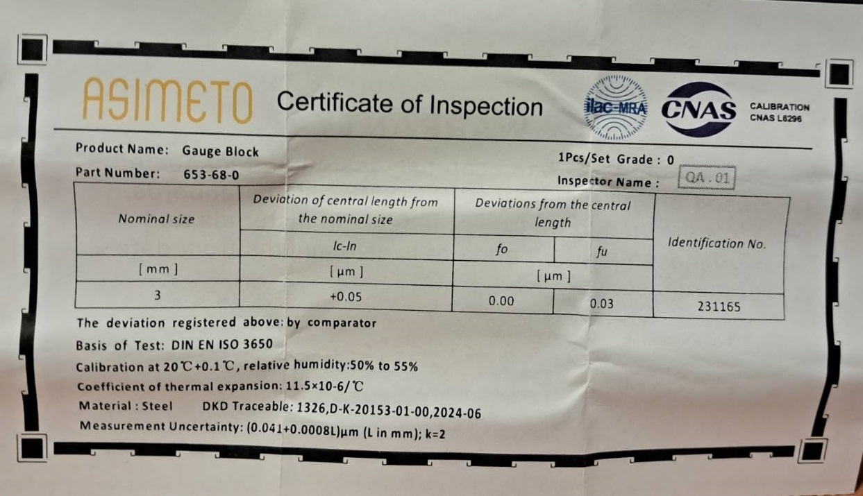 เกจบล็อคเหล็กเกรด 0 ขนาด 4 มม (Individual Steel Gauge Blocks)