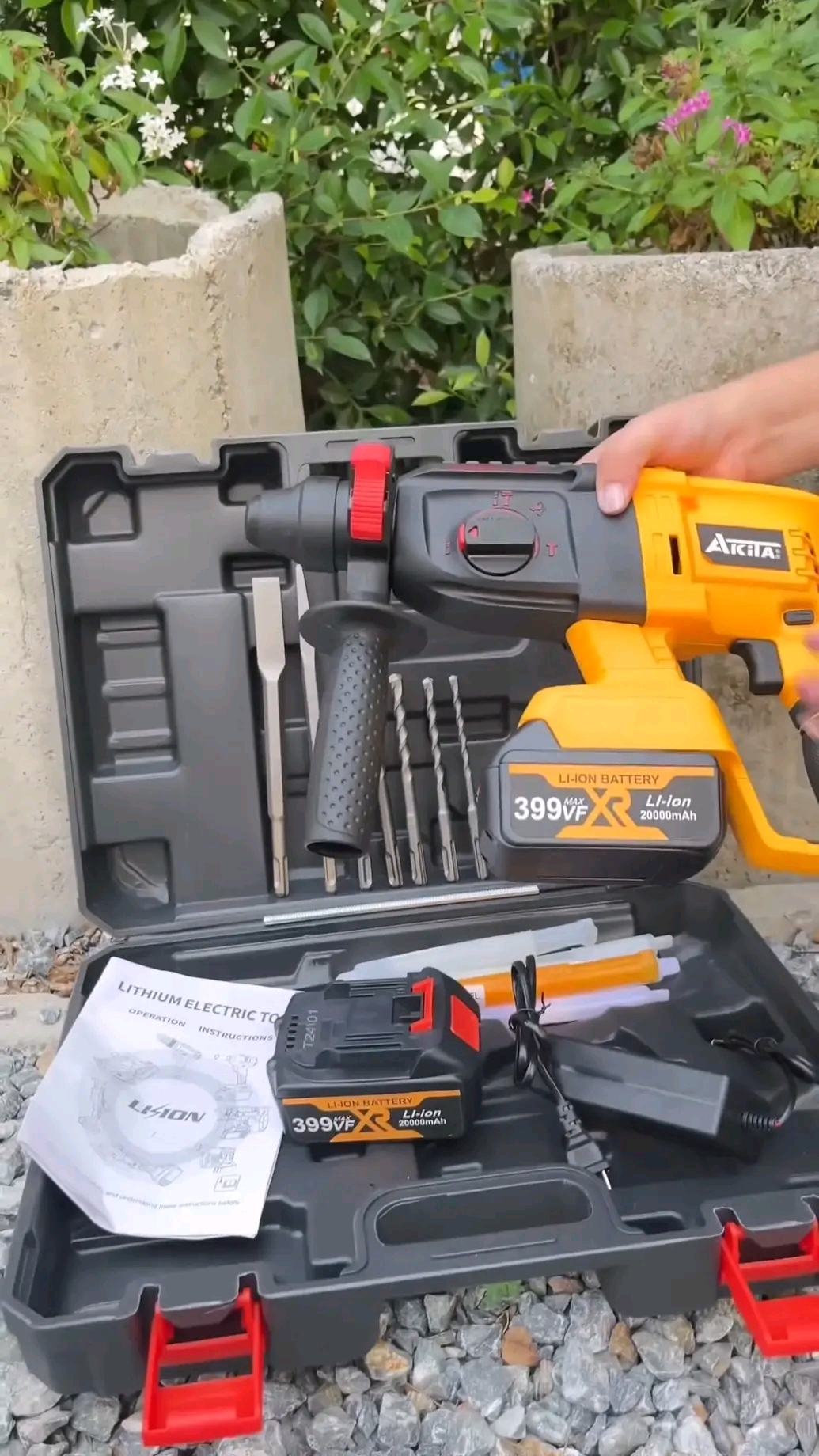 สว่านโรตารี่ไร้สาย 3 ระบบ AKITA 399V 2-26 แบต 2 ก้อน