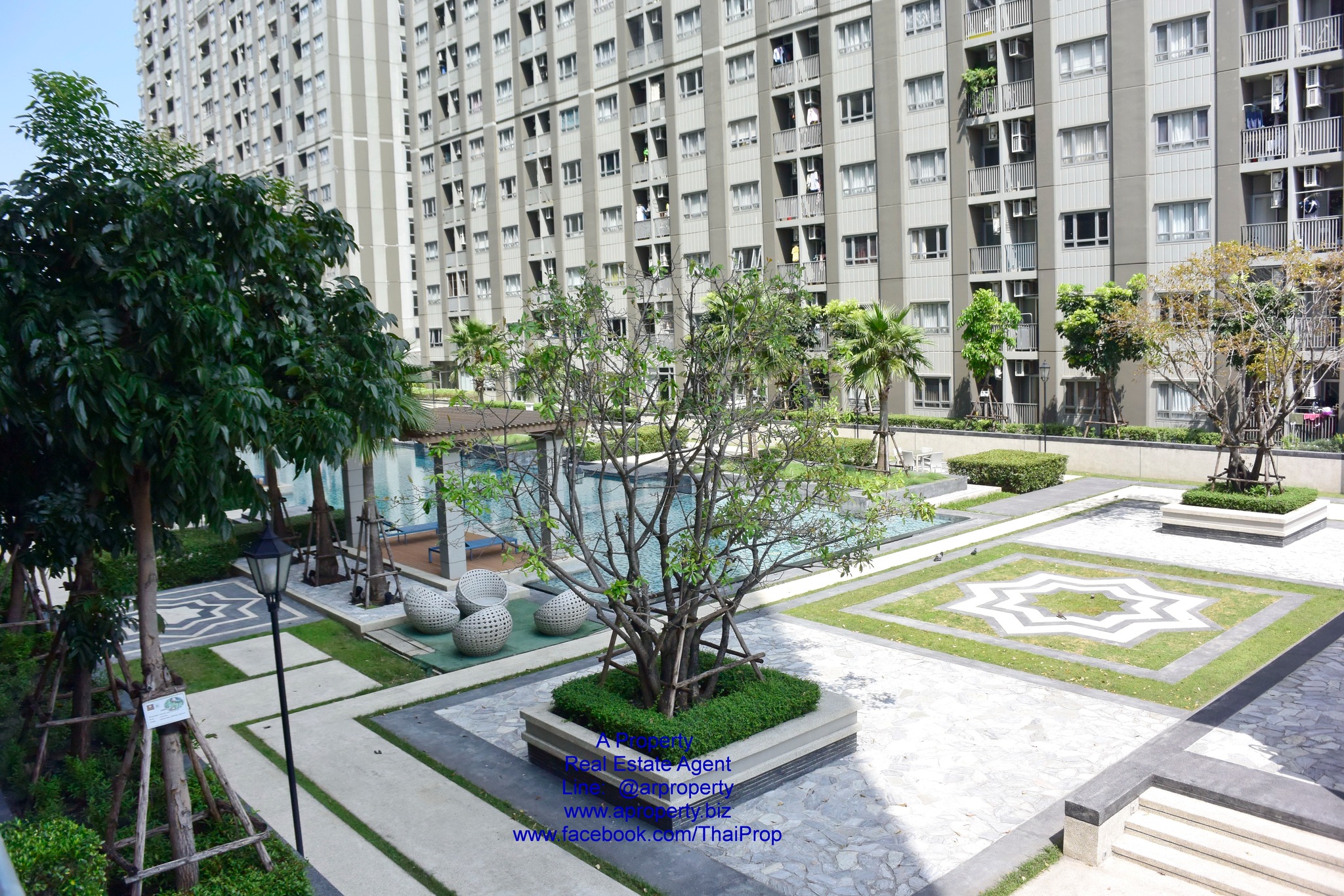 ให้เช่า Manor สนามบินน้ำ ห้องมุมหน้าห้องไม่ชนใคร วิวสวน/สระ