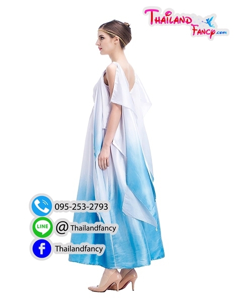 ชุดเช่าแฟนซีผู้หญิง ชุดเช่านางฟ้า ชุดเช่าเทพธิดากรีก Greek Cosplay ชุดเช่าเทพเจ้ากรีก ชุดเดรสกรีกนางฟ้าสีขาวแต่งฟ้าขลิบทอง