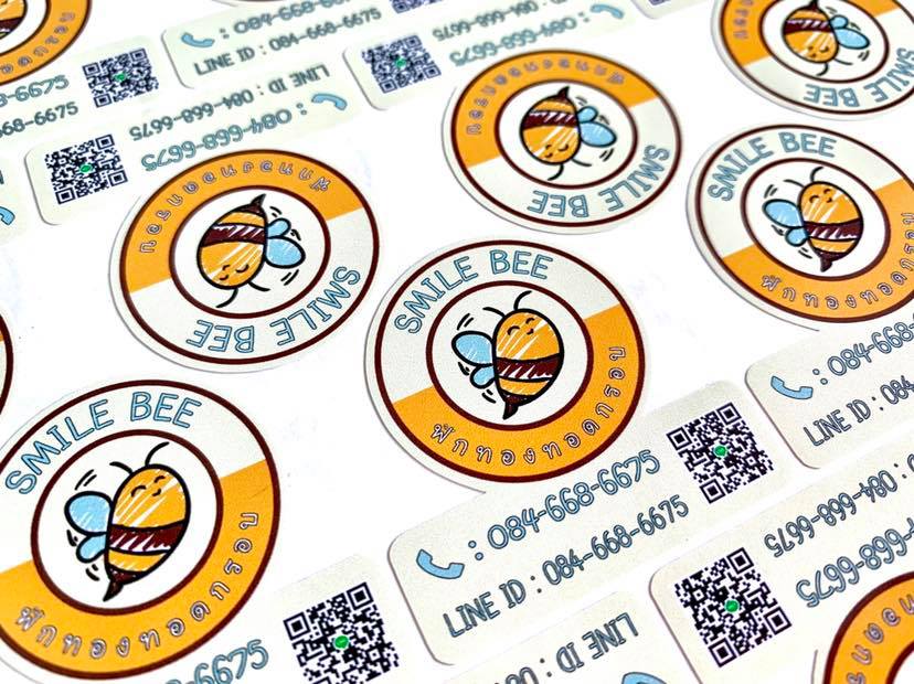 ฉลากสินค้าสติ๊กเกอร์พีวีซี (PVCขาว)