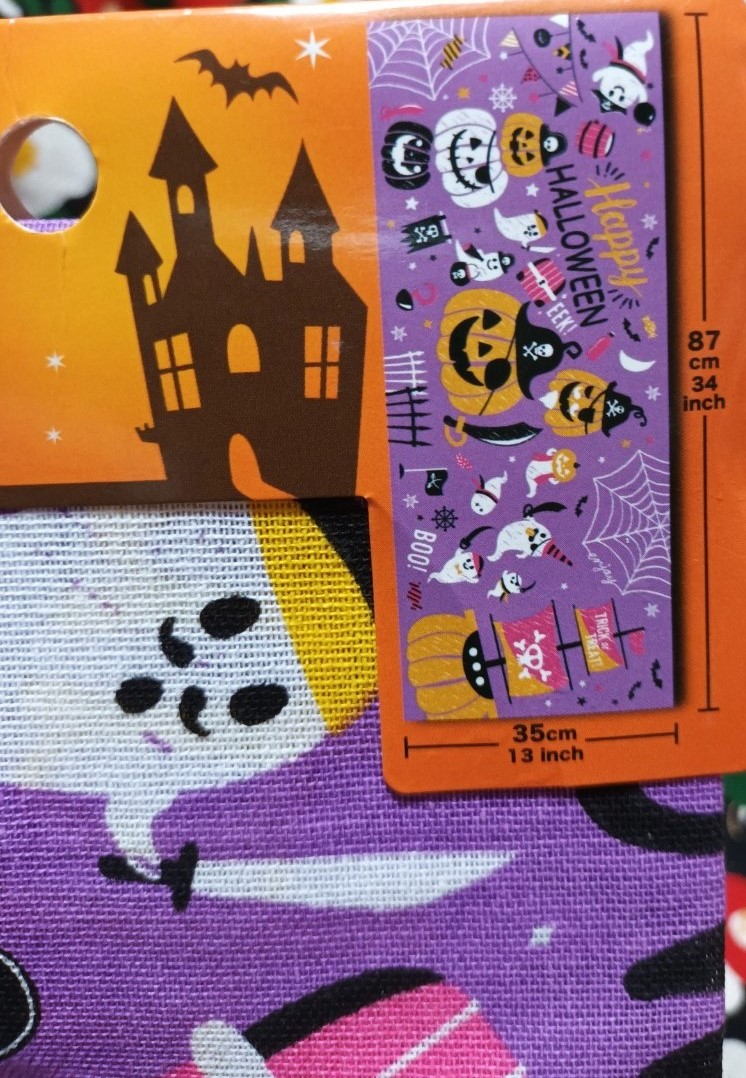 Happy Halloween Cotton Hand Towel Pirates Pumpkin ผ้าเช็ดหน้า / ผ้าเช็ดมือ / ผ้าตกแต่งวันฮาโลวีน Size : 87 x 35 cm จากญี่ปุ่น