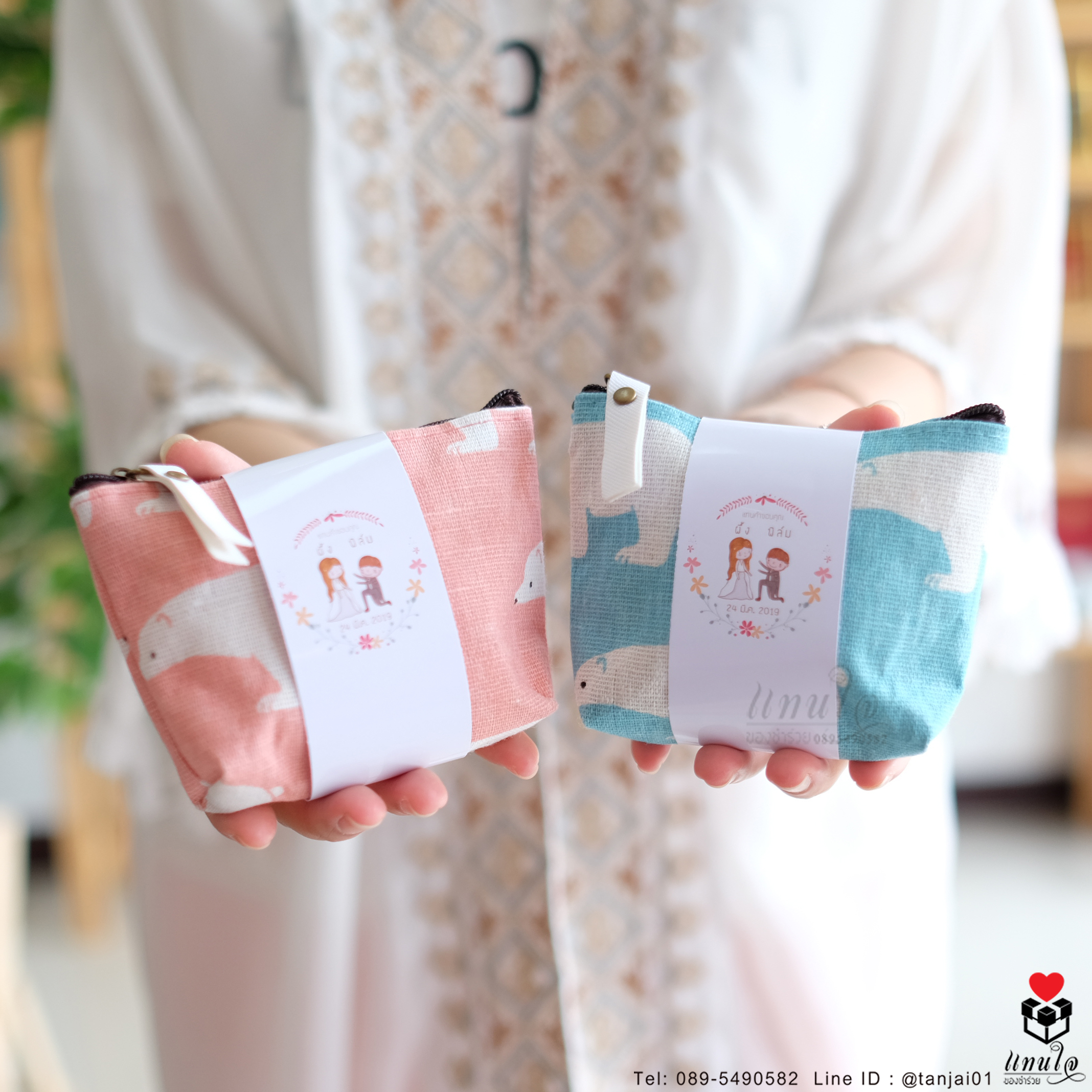 ของชำร่วยกระเป๋าผ้า กระเป๋าใส่เหรียญ กระเป๋าเก็บเหรียญน่ารัก ลายสัตว์น่ารัก ลายหมี สีพาสเทล ใช้งานได้จริง 02