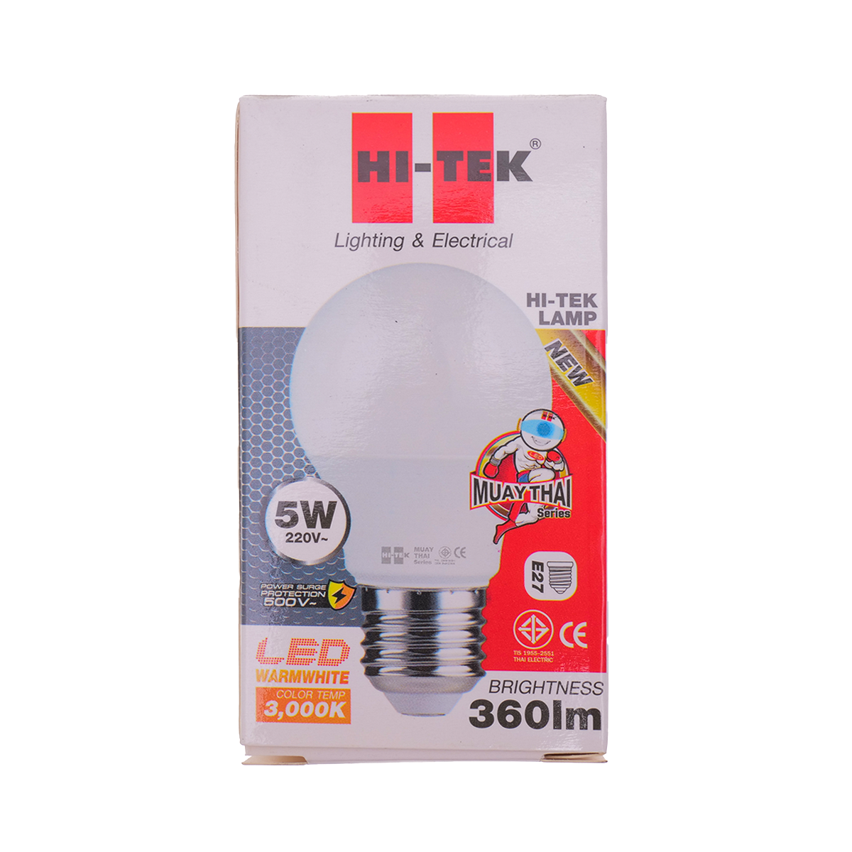 HI-TEK หลอดไฟ LED E27 5 วัตต์ มวยไทย (Warm White)