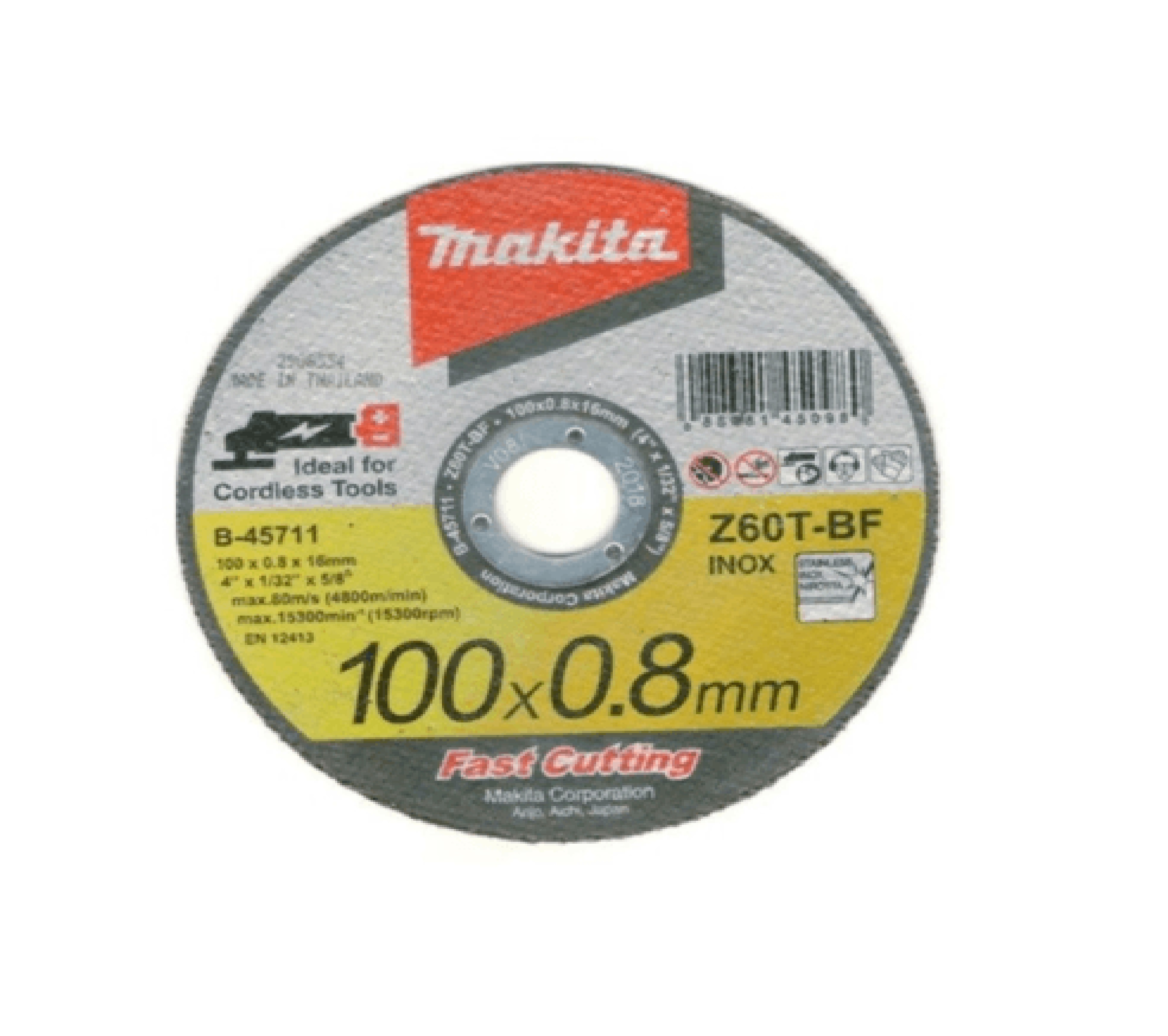 MAKITA แผ่นตัดเหล็ก-สแตนเลส 4"x0.8 มม.(B-45711)