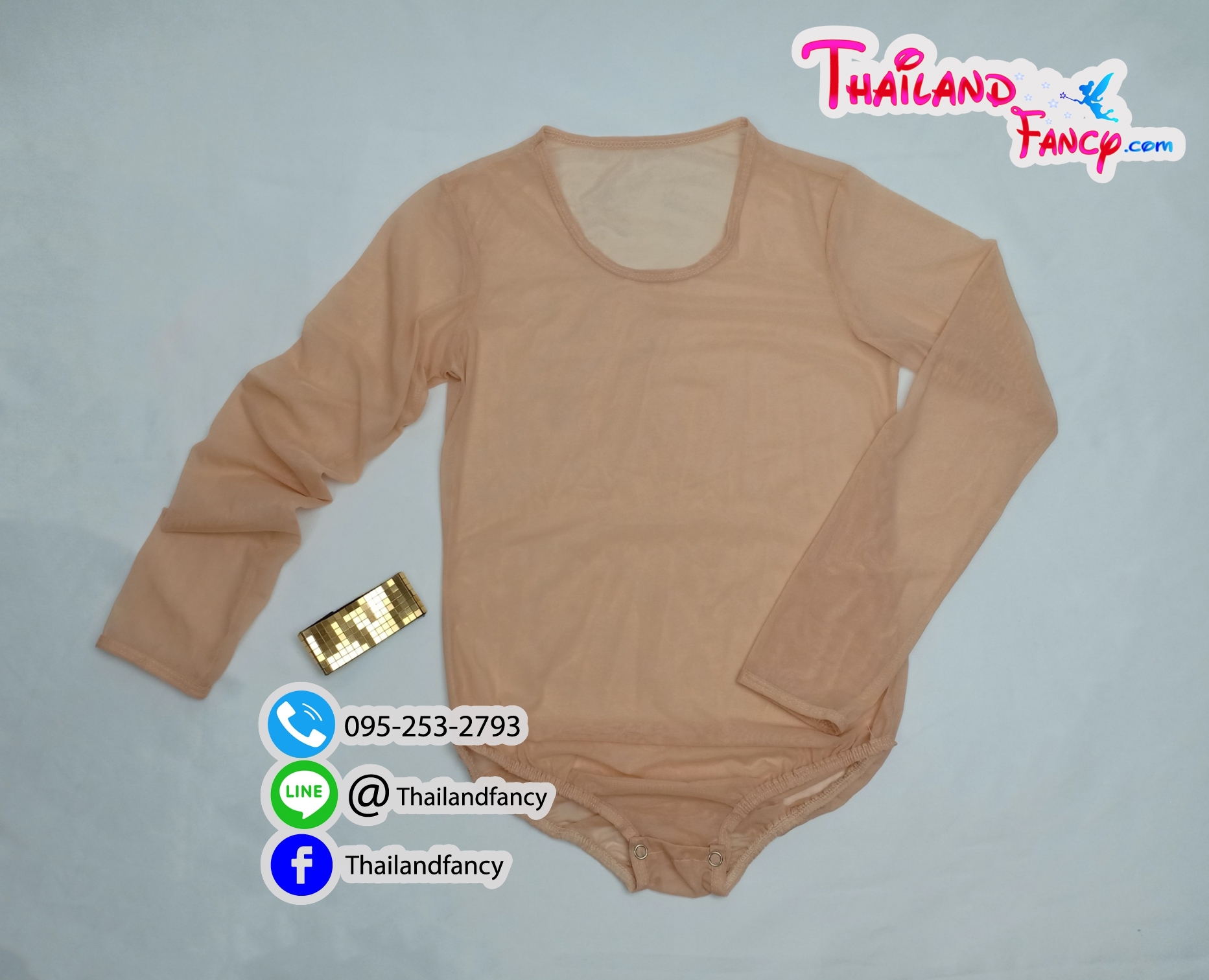 ชุดแต่งแฟนซี ชุดบอดี้สูทซีทรู Body Suit Stocking ชุดกันโป๊ ชุดเสื้อซับใน ชุดบอดี้สูทเนื้อตาข่ายจิ๋วยืด4ด้าน สีเนื้อเข้ม