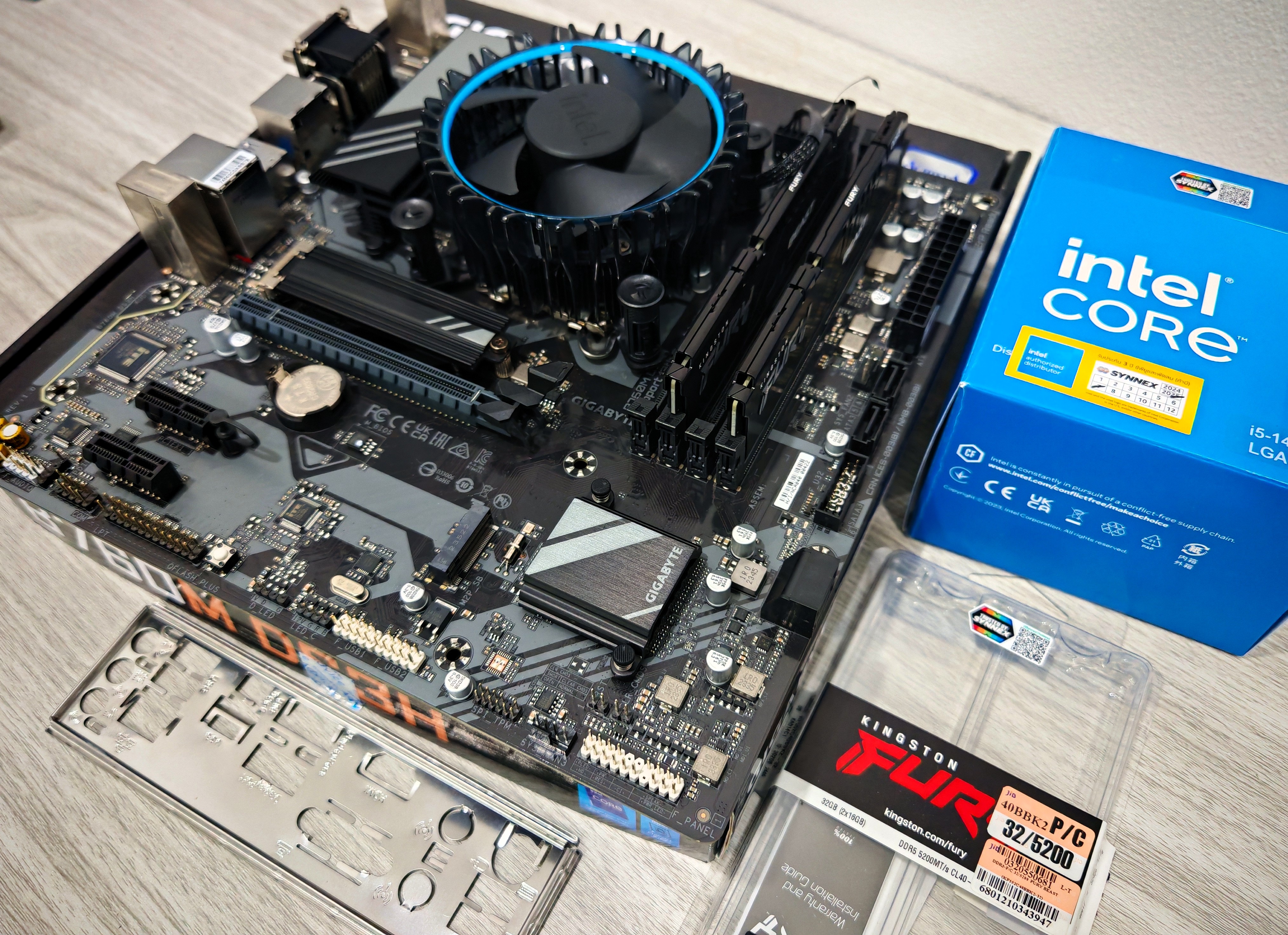 เซ็ตมัดรวม บอร์ด B760M + i5 14400F + DDR5 32GB(16*2)/5200