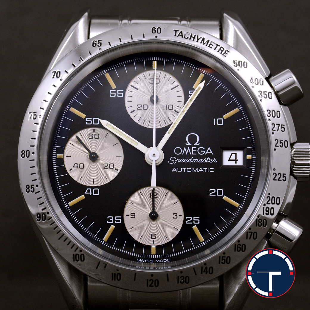 Omega Speedmaster Reverse Panda หน้าปัดสีดำ สายเหล็กแท้ นาฬิกาปี1991 Automatic ขนาด 39 mm
