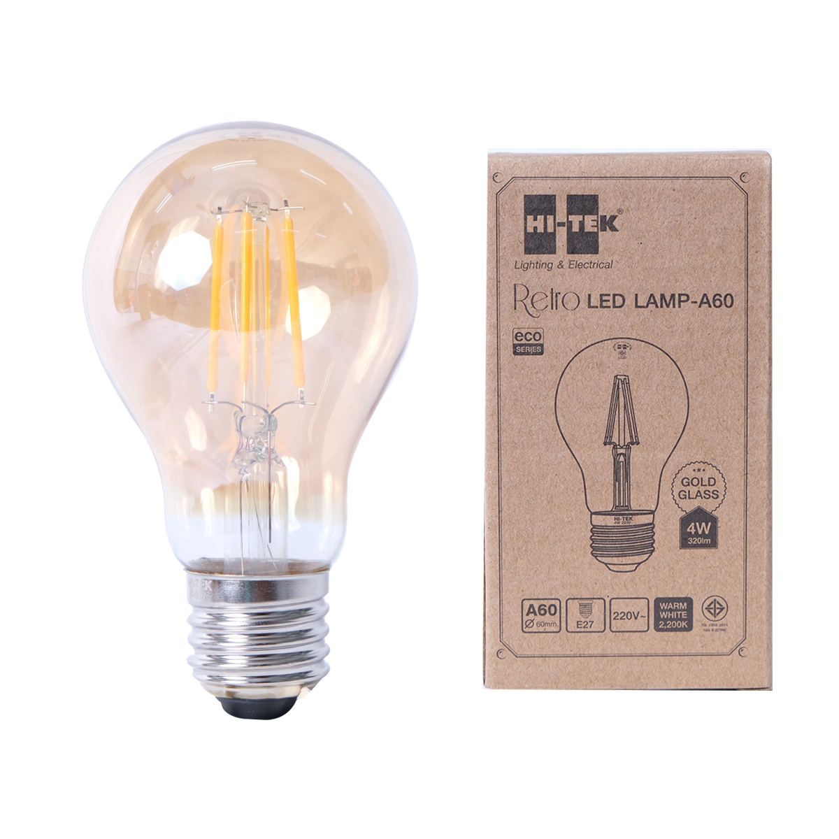 HI-TEK หลอดไฟ LED ลูกโลก กระจกทอง 4 วัตต์ รุ่น RETRO