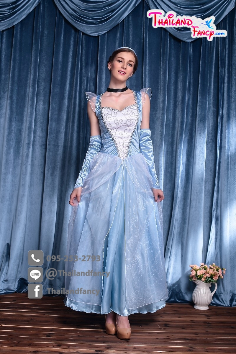 ชุดแฟนซีซินเดอเรลล่า ชุดเจ้าหญิงดิสนีย์ ชุดการ์ตูน Cinderella Cosplay ชุดนิทาน ชุดเจ้าหญิงซินเดอเรลล่ารุ่นผ้ายืดสีฟ้าอ่อน