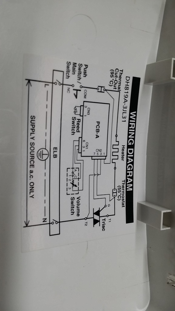 ซ่อมเครื่องทำน้ำอุ่น ยี่ห้อ PANASONIC รุ่น DH-4PL1TK อาการเร่งความร้อนไม่ขึ้น