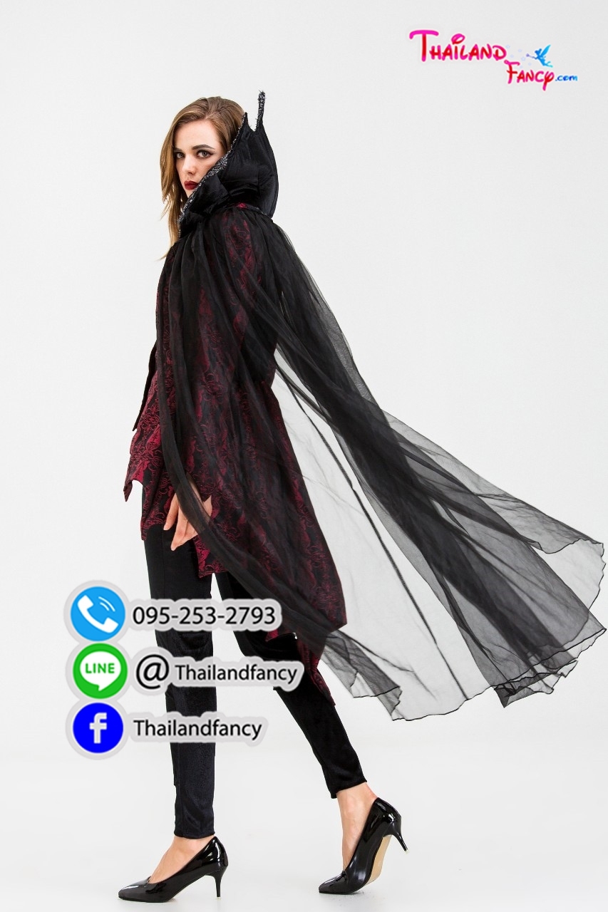 ชุดแฟนซีแวมไพร์ ชุดคอสเพลย์แวมไพร์ Cosplay Halloween ชุดแวมไพร์หญิง ชุดสาวแวมไพร์ ชุดแดร็กคูล่าหญิง ชุดสาวแดร็กคูล่า ชุดราชินีแวมไพร์ดำแดงพร้อมปกคอตั้ง สำเนา