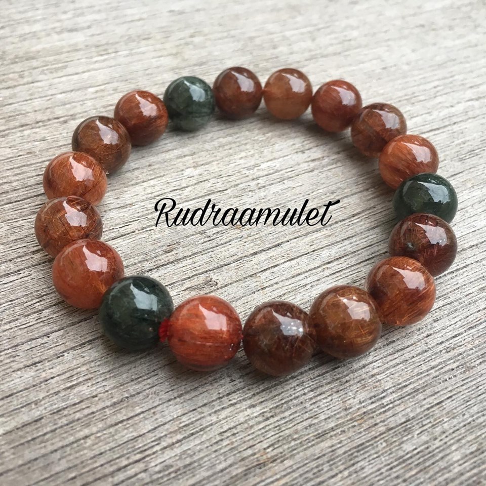 ไหม 5 สี เกรดพรีเมียม (Rutillated Quartz 5 colors) 11.5 mm