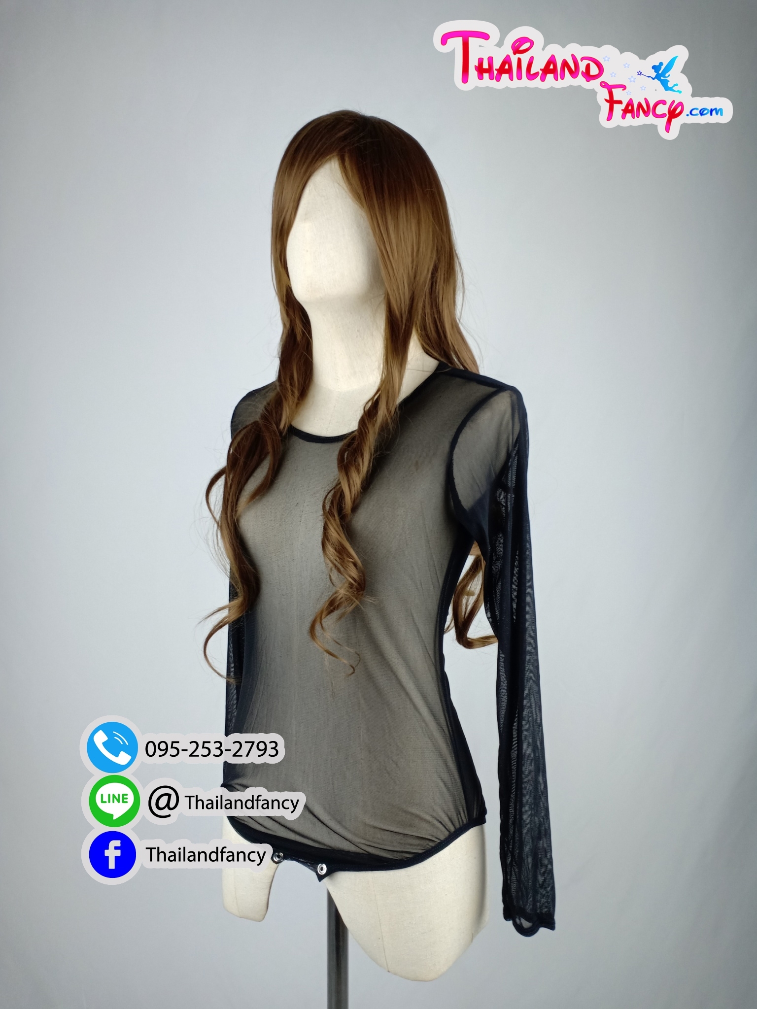 ชุดแฟนซี ชุดแต่งคอสเพลย์ Body Suit Stocking ชุดกันโป๊ ชุดบอดี้สูท ชุดเสื้อซับใน ชุดบอดี้สูทผ้าตาข่ายจิ๋วยืด4ด้าน สีดำ