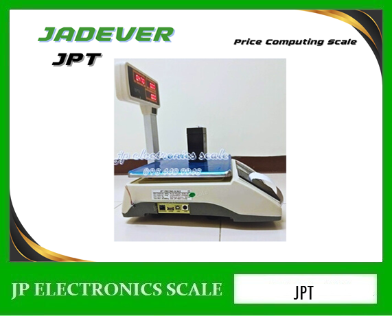 เครื่องชั่งคำนวณราคา30kg เครื่องชั่งคิดราคา30kg เครื่องชั่งน้ำหนัก30กิโล ตาชั่ง30กิโล กิโลดิจิตอล30กิโล เครื่องชั่ง30kg ค่าละเอียด5g ยี่ห้อ JADEVER รุ่น JPT-30K ถาดชั่ง 295x230mm. พร้อมเครื่องพิมพ์ในตัว (Build-in Printer)
