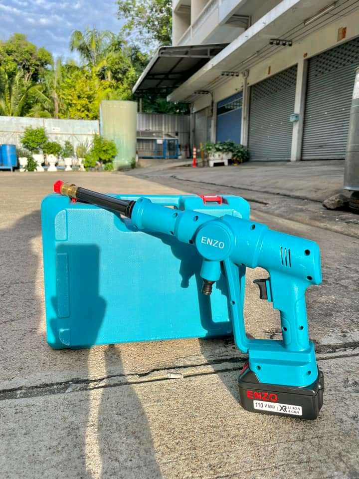 ปืนอัดฉีดแรงดันสูงไร้สาย รุ่น 110V ยี่ห้อ ENZO แบตเตอรี่ 2 ก้อน แถมหัวปรับ 6 ระดับ กระบอกโฟมแลนซ์
