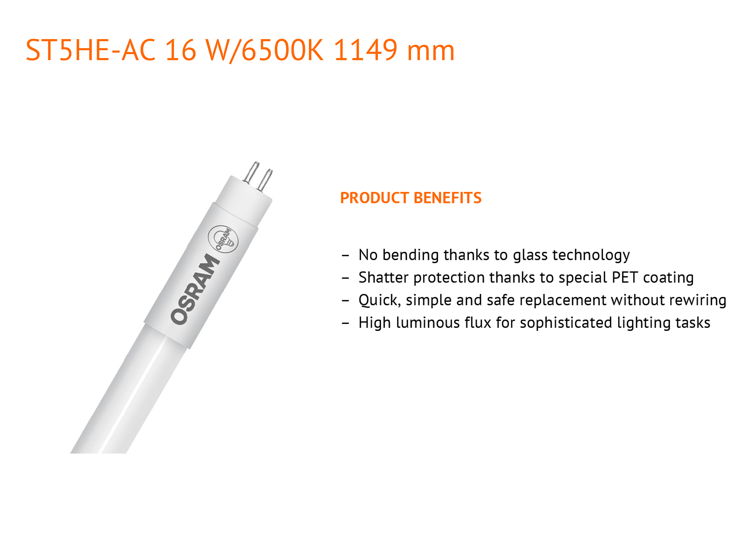 หลอด LED Tube T5 16W 6500K 2400lm OSRAM