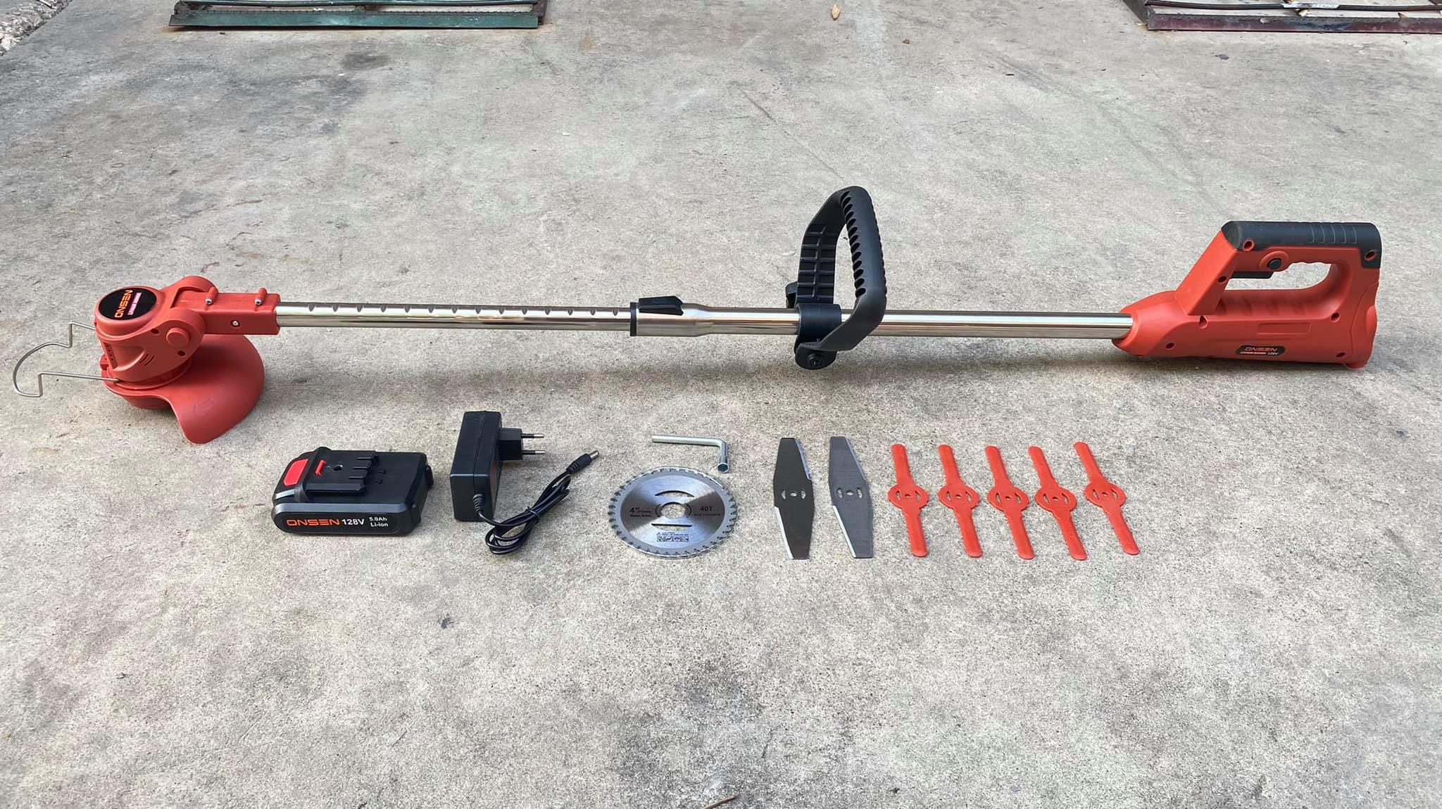 เครื่องตัดหญ้าแบต Onsen 128V แถมใบตัดรวม 8 ใบ