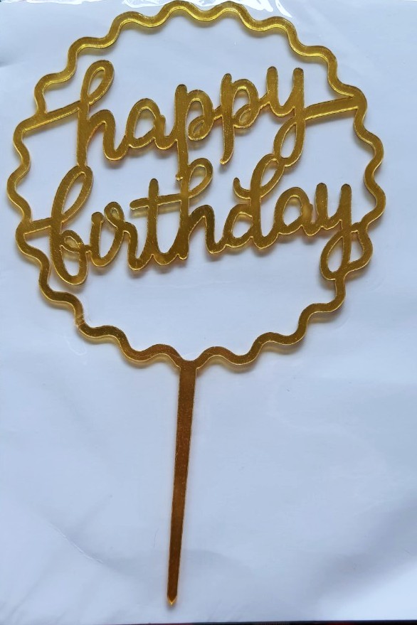 ป้ายอะคริลิค Happy birthday วันเกิด จากญี่ปุ่น Size : 15.5 cm สำหรับตกแต่ง เค้ก ช่อดอกไม้ ของขวัญ ฯลฯ