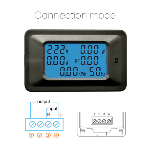P06S-20 มิเตอร์ไฟฟ้า 6 in 1 AC 85~250V 20Amps Digital Voltage/Power Energy/Current/Frequency/Watt Meter