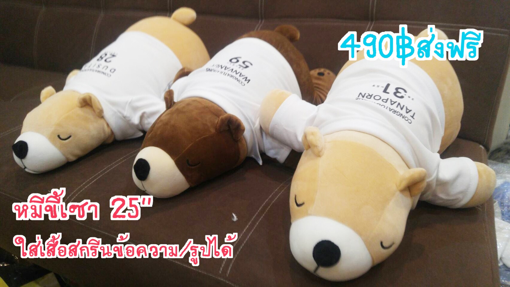 หมีขี้เซา 23 นิ้ว สกรีนเสื้อ
