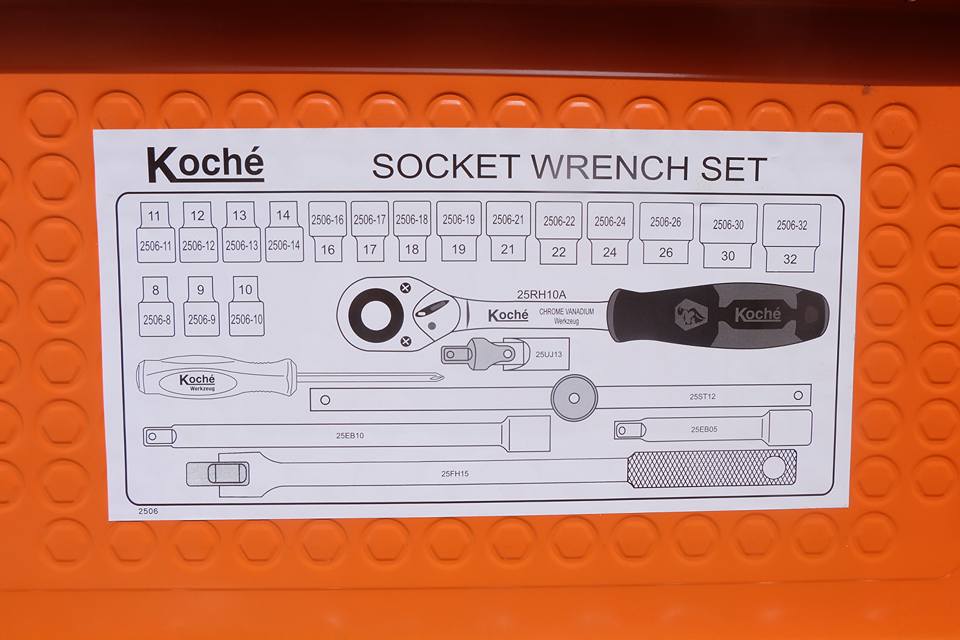 ชุดบล๊อก KOCHE (โคเช่) 1/2 นิ้ว หรือ 4 หุน 25 ตัว/ชุด 6 เหลี่ยม