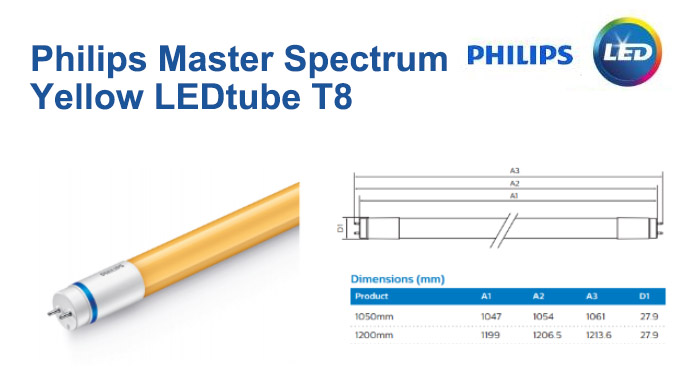 หลอดเหลือง LED tube Spectrum Yellow T8 14W PHILIPS