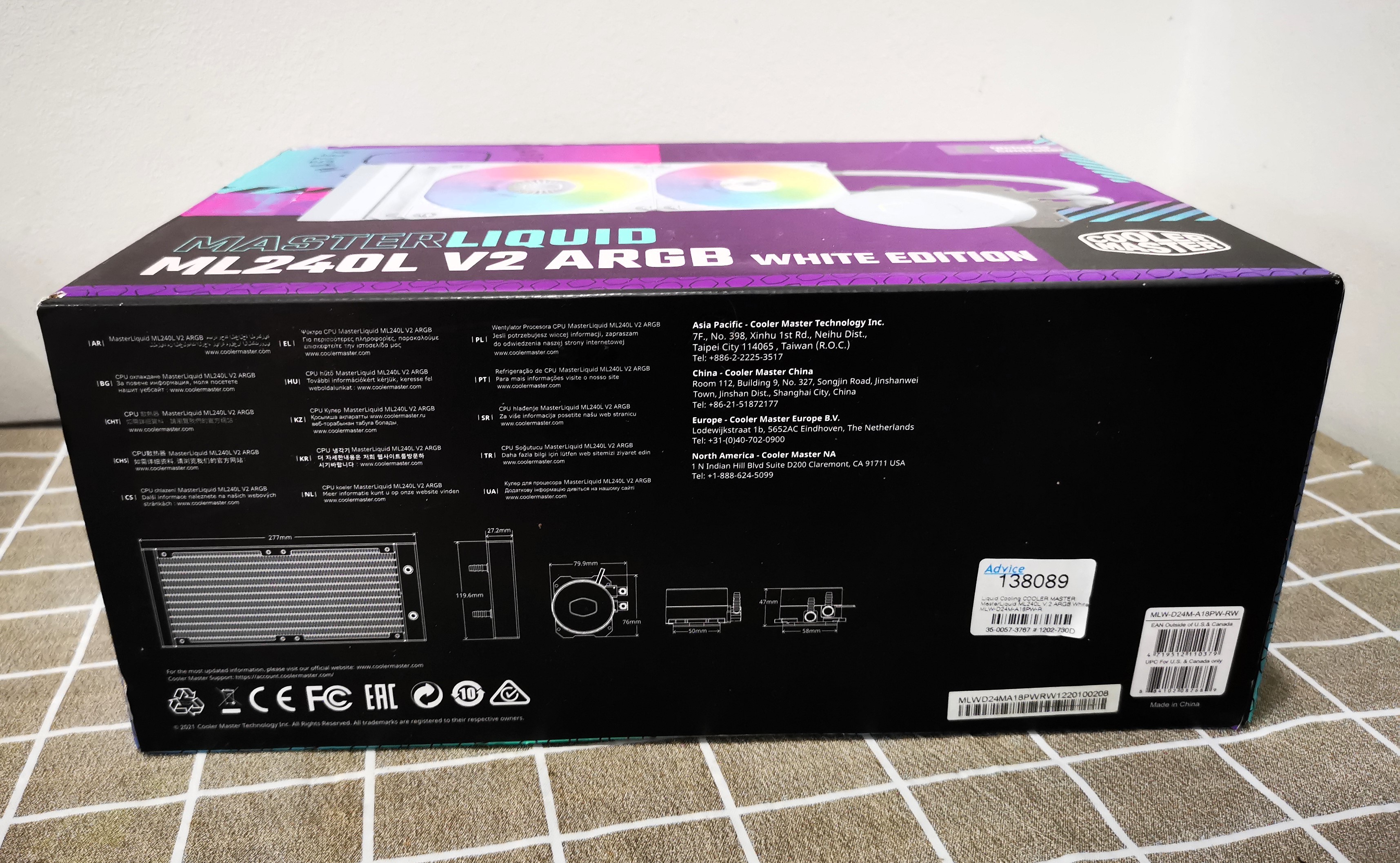 CPU LIQUID COOLER MASTER ML240L V2 ARGB (WHITE EDITION)