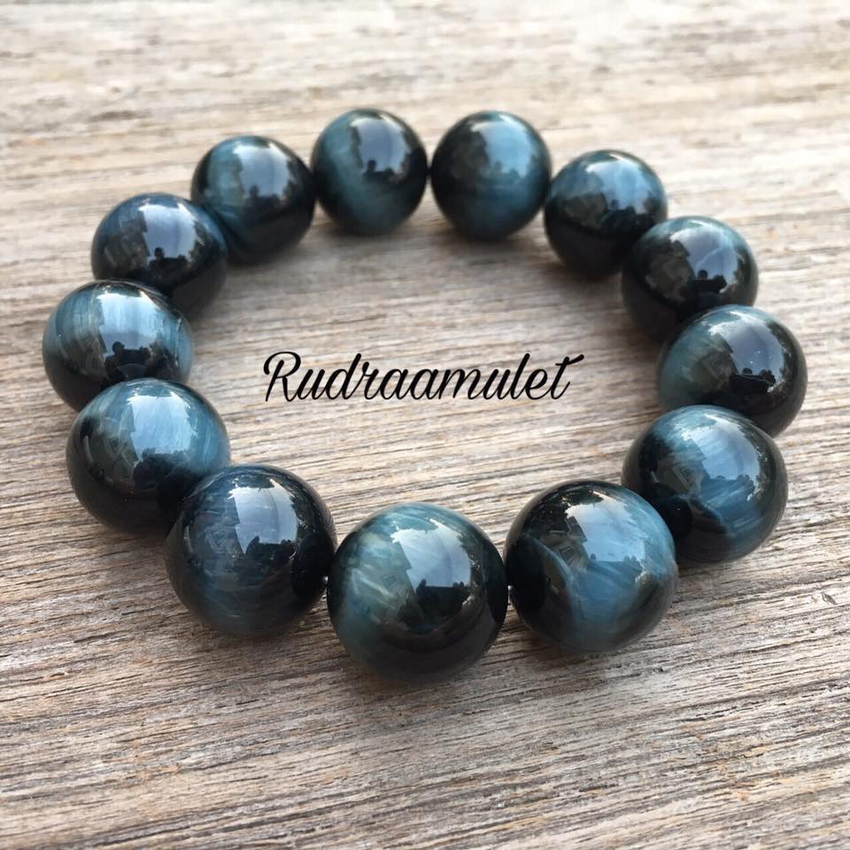 บลูไทเกอร์อาย (ฺBlue Tiger's Eye) เกรดพรีเมียม 16 mm