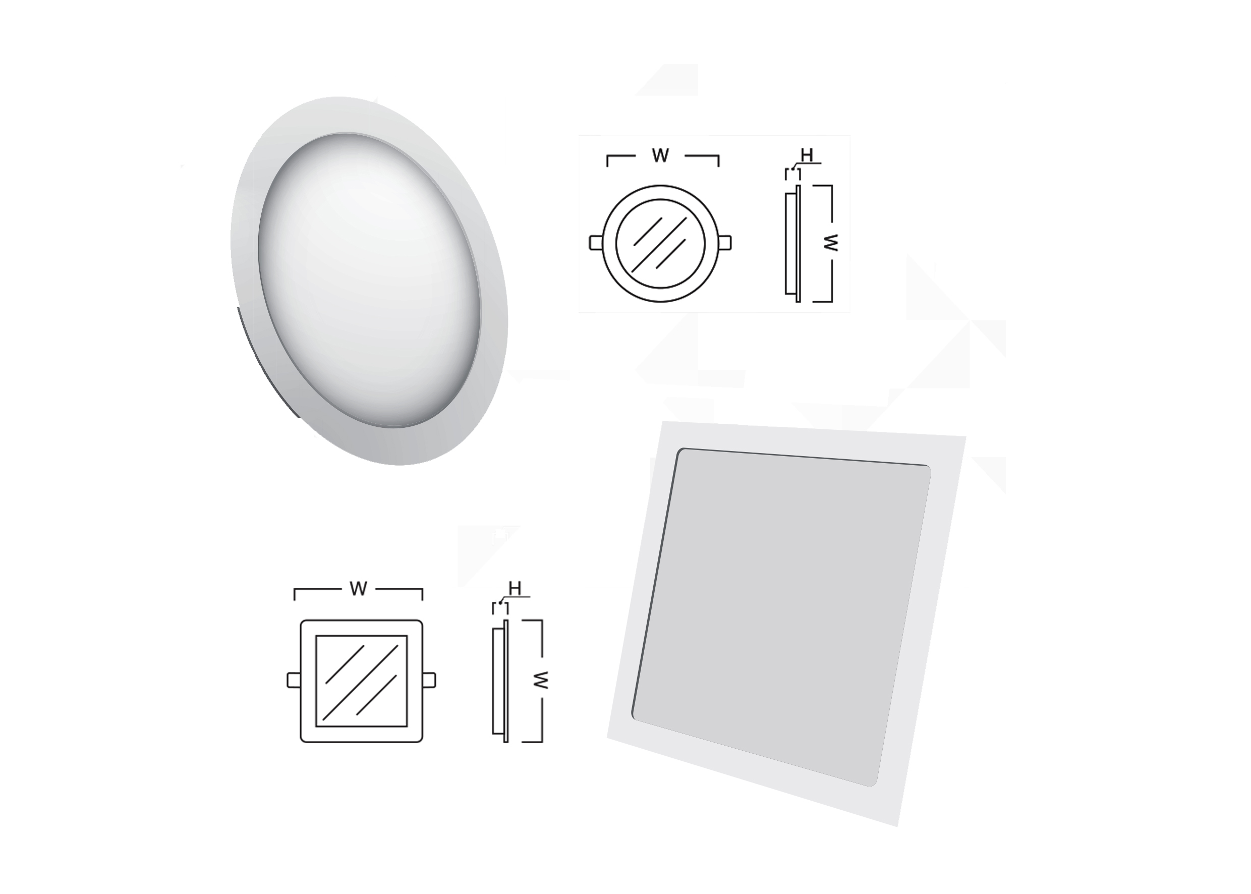 โคมไฟ LED DOWNLIGHT Slim PAD 18W (เหลี่ยม) , 20W(กลม) ,24W(กลม,เหลี่ยม) GATA