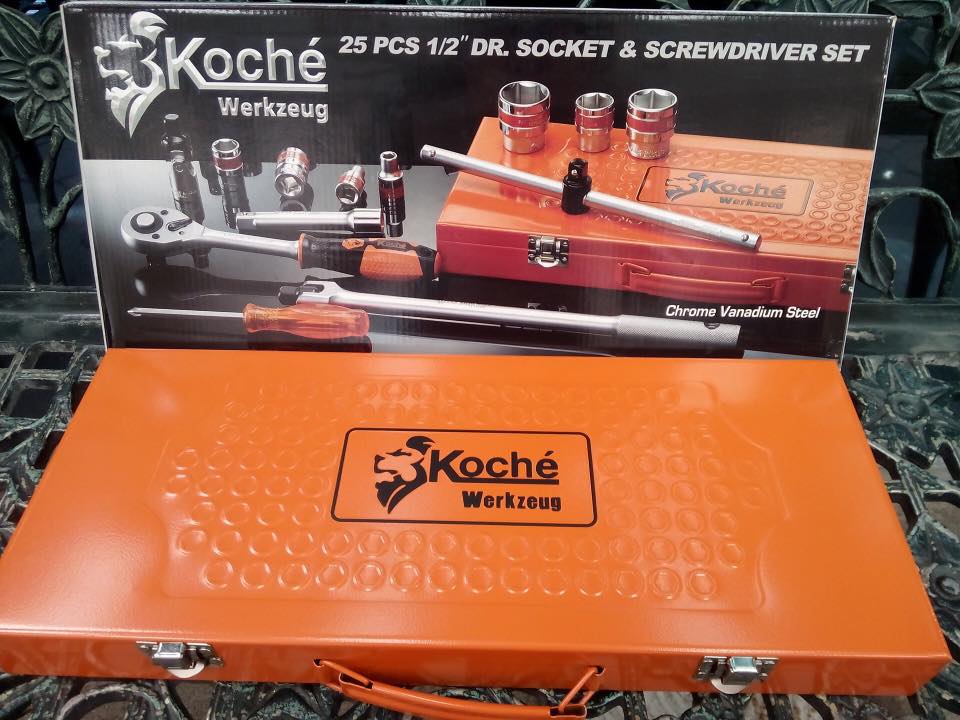 ชุดบล๊อก KOCHE (โคเช่) 1/2 นิ้ว หรือ 4 หุน 25 ตัว/ชุด 6 เหลี่ยม