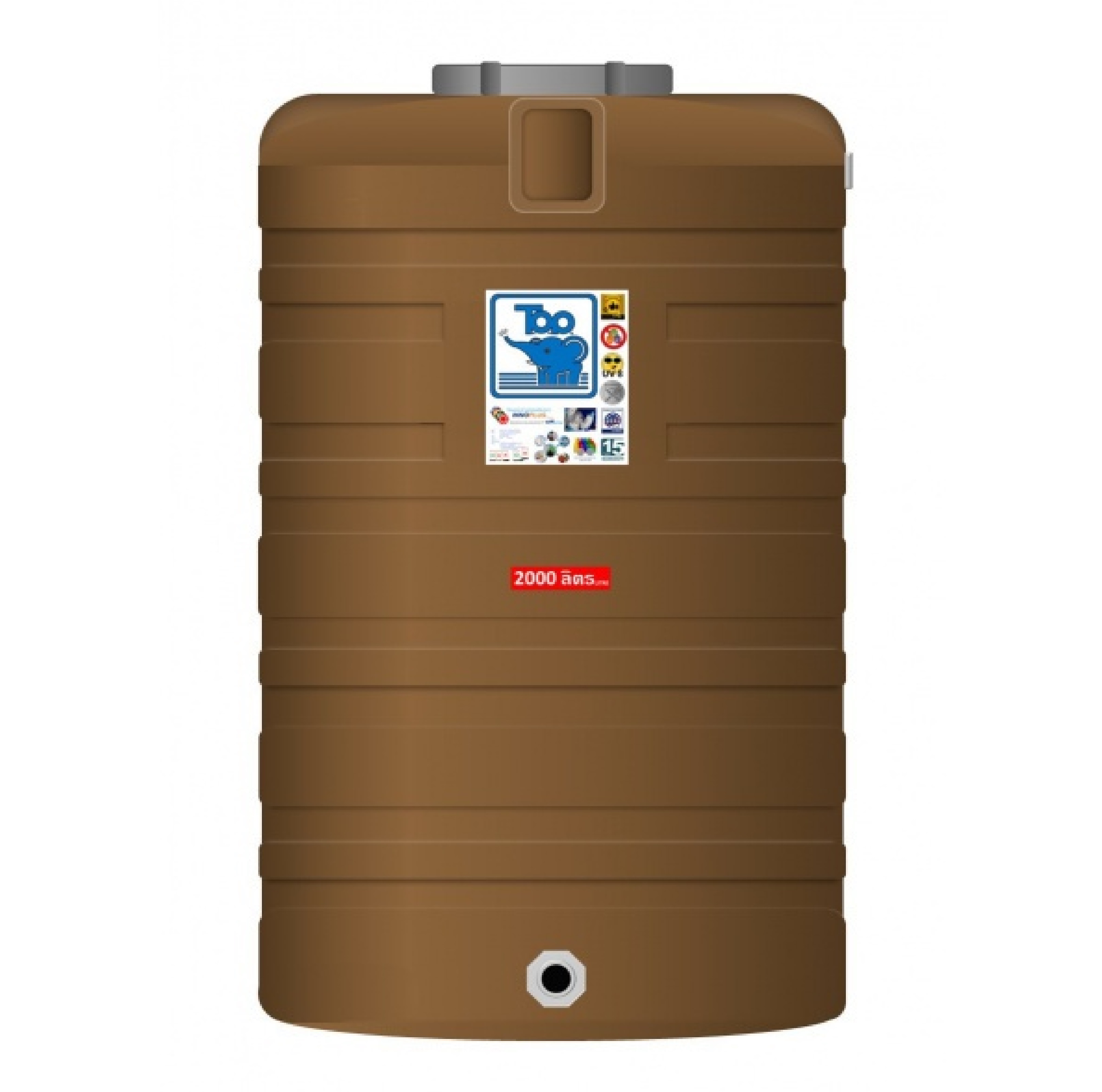 TOP ถังเก็บน้ำบนดิน 2000L รุ่น TOB-2000L ช้างน้ำเงิน รับประกัน 15 ปี