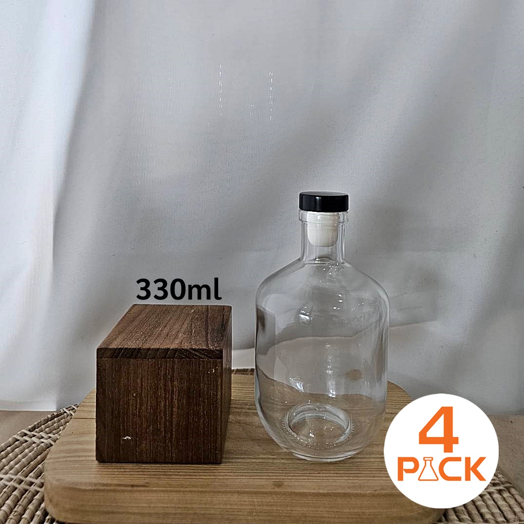 (กล่องละ56ใบ)ขวดแก้ว 330ml รุ่น FAT BOY (แฟตบอย) +ฝาจุกก็อก ไม้/อลูฯ