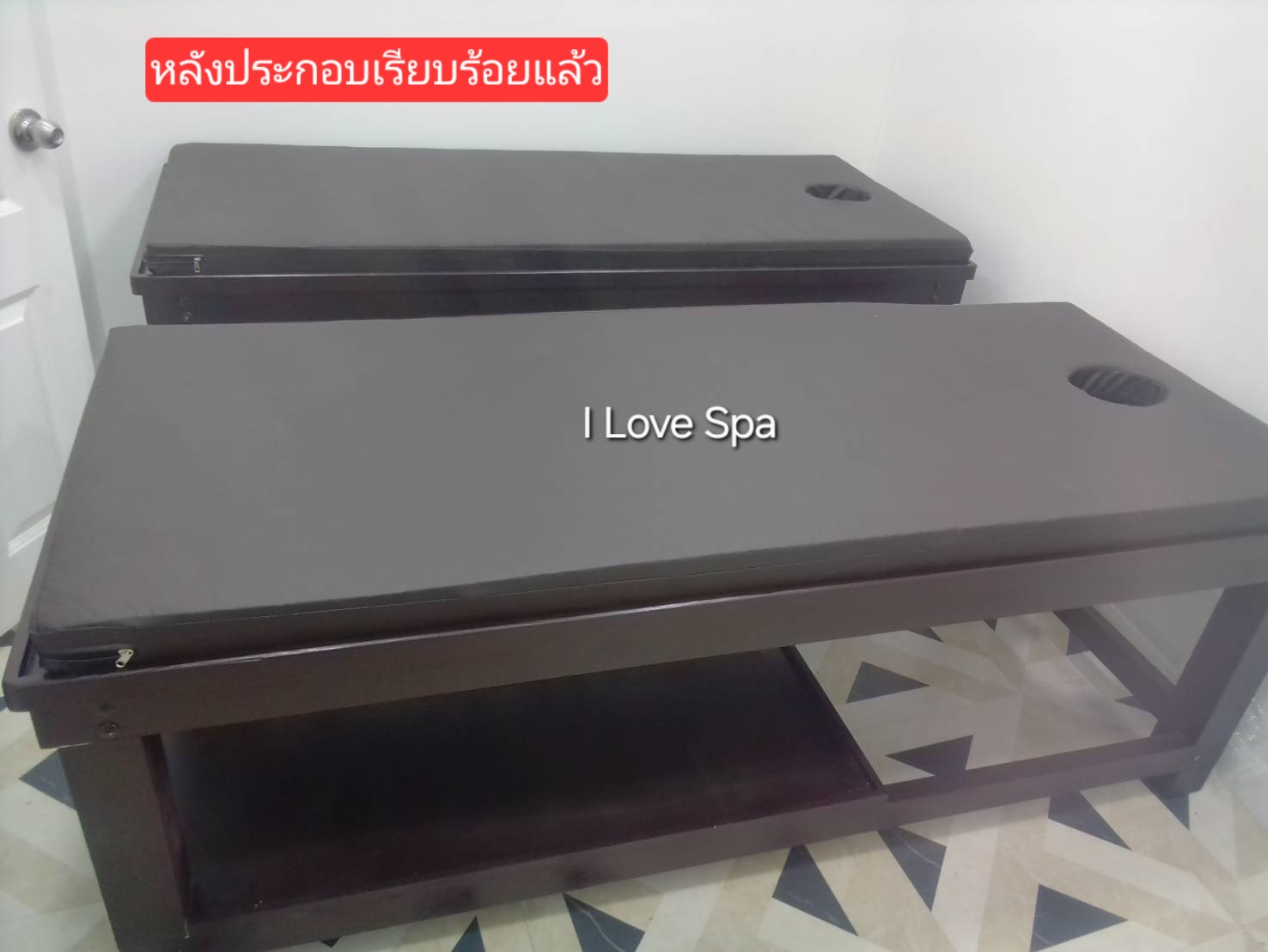 เตียงสปาไม้สน แบบถอดประกอบ พร้อมเบาะเจาะหน้า