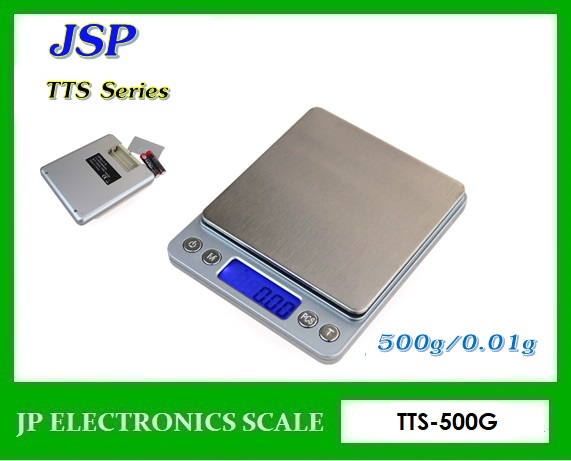 เครื่องชั่งดิจิตอล500กรัม เครื่องชั่งน้ำหนัก500g ตาชั่งดิจิตอล500กรัม เครื่องชั่ง500g ความละเอียด 0.01g ยี่ห้อ JSP รุ่น TTS-500G ขนาดถาดชั่งน้ำหนัก 100*100mm.