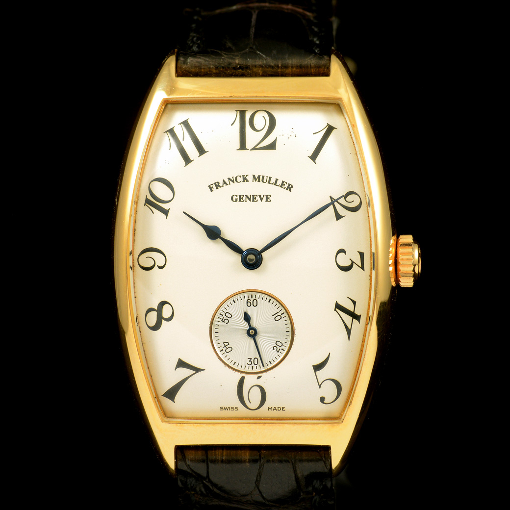 **ขายแล้ว** Franck Muller Tono Ref.2851 S6 หน้าปัดสีครีม ตัวเรือนทองคำ สายหนังแท้ หัวเข็มขัดแท้ มีใบ นาฬิกาปี1993 Automatic ขนาด 30 x 45 mm
