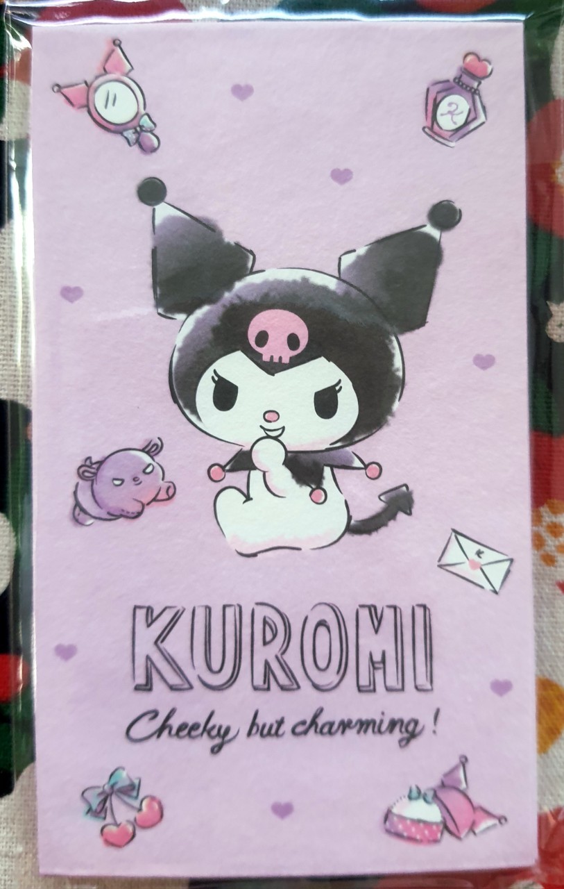 Kuromi คุโรมิ ของแท้จากญี่ปุ่น!! ซองจดหมาย ซองอั่งเปา Sanrio Characters ซานริโอ้ ซองปีใหม่ MADE IN JAPAN Size : 7 x 12 cm 7 ซอง สติ๊กเกอร์ 8 ดวง