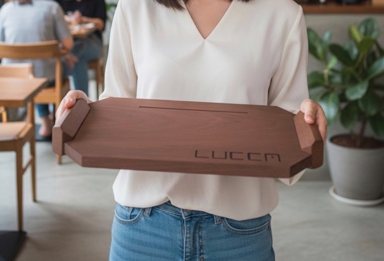 ถาดไม้สัก ยิงเลเซอร์