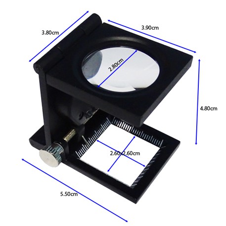 แว่นขยาย 3 พับ กำลังขยาย 15x(เท่า) เลนส์ขยายส่องชิ้นงานพร้อมไฟส่องสว่าง 2 ดวง