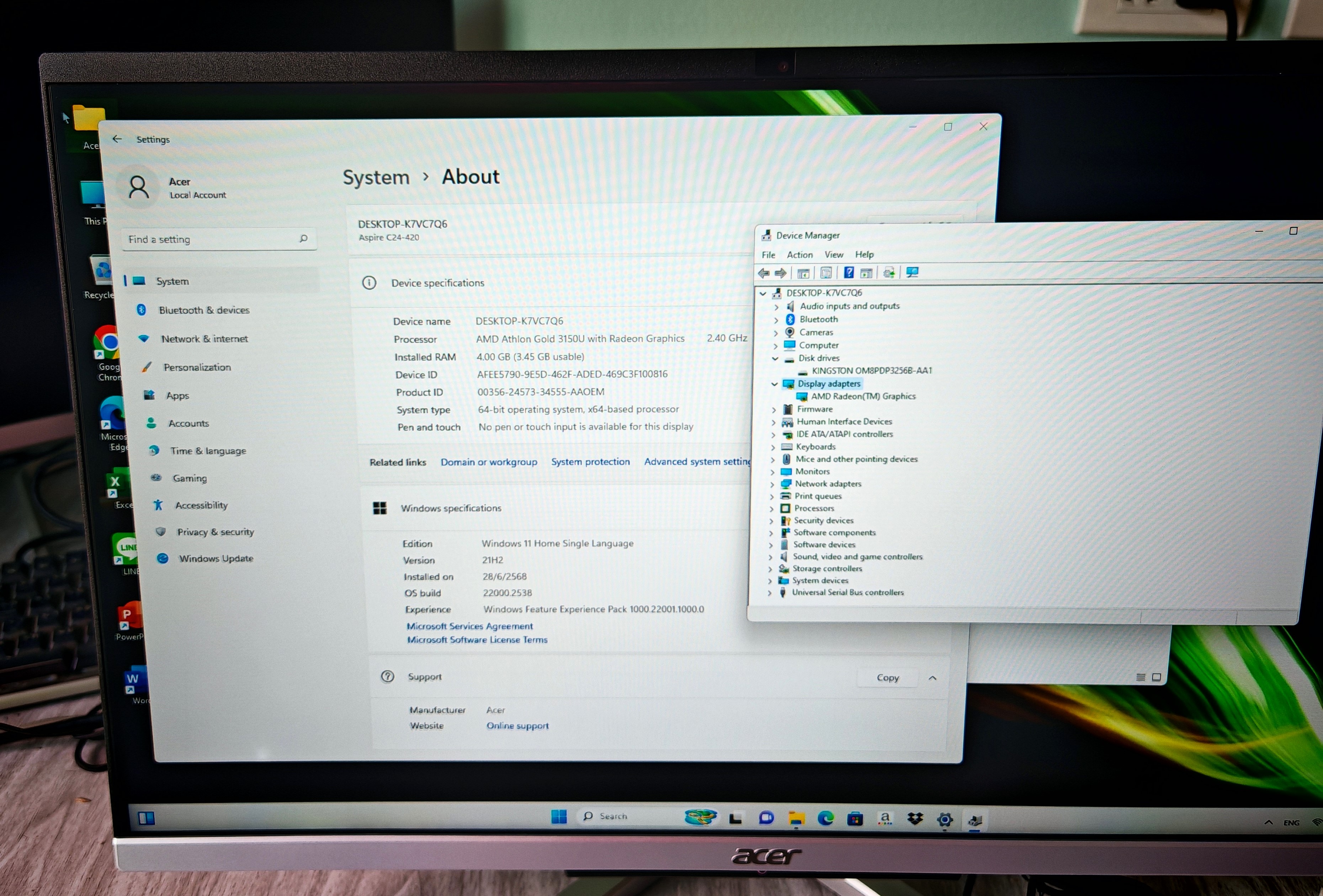 (AIO) ACER Aspire C24-420-A314G0T23Mi/T006 (23.8)