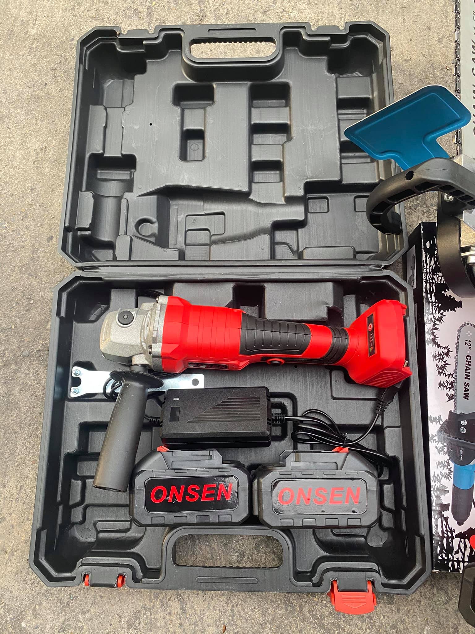 เจียไร้สาย ยี่ห้อ ONSEN 128V แถมแบต 2 ก้อน ➕แถมหัวบาร์โซ่ต่อเจีย 11.5”